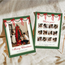 Vintage Green Ribbon Family Christmas