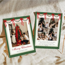 Vintage Green Ribbon Family Christmas