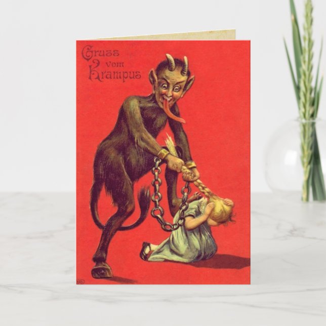 Tarjeta Festiva Vintage Gruss Vom Krampus (Anverso)