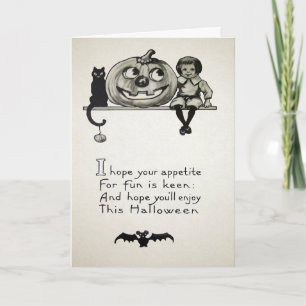 Tarjeta Festiva Vintage Halloween Appetite Card