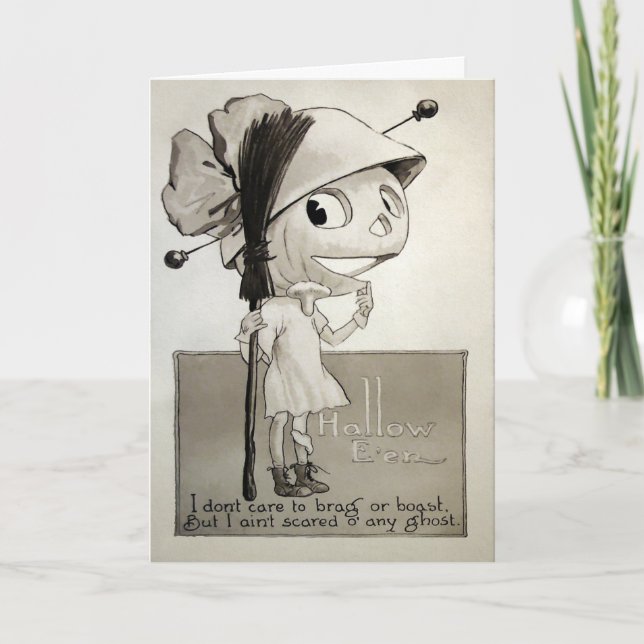 Tarjeta Festiva Vintage Halloween Bote Card (Anverso)