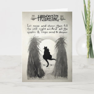 Tarjeta Festiva Vintage Halloween Cats Card