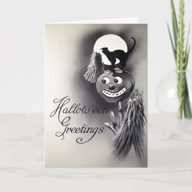 Tarjeta Festiva Vintage Halloween Greetings Card (Anverso)