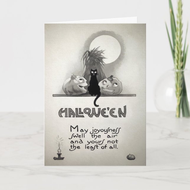 Tarjeta Festiva Vintage Halloween Joyouness Card (Anverso)
