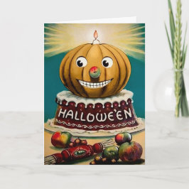 Tarjeta Festiva Vintage Halloween Pumpkin Card