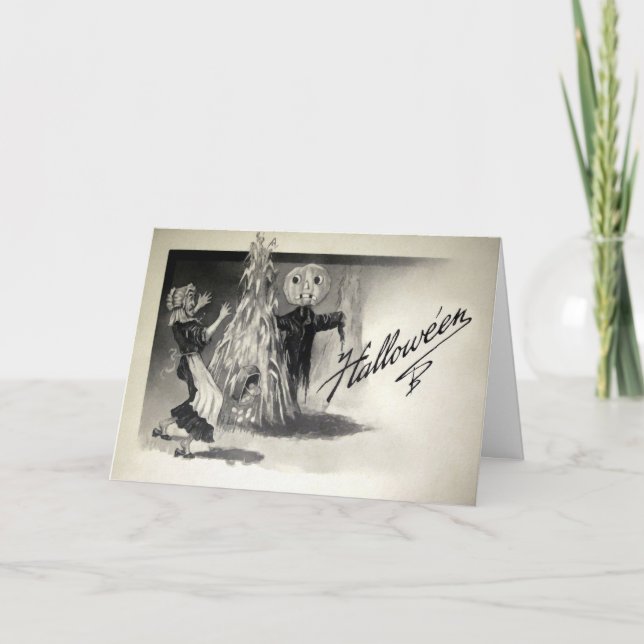 Tarjeta Festiva Vintage Halloween Scarecrow Card (Anverso)