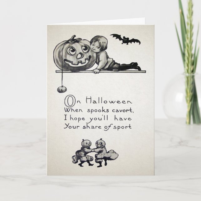 Tarjeta Festiva Vintage Halloween Spooks Card (Anverso)