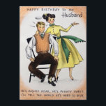 Tarjeta Festiva Vintage Happy Birday Husband Holiday Card<br><div class="desc">Vintage Happy Birthday Husband Card.</div>