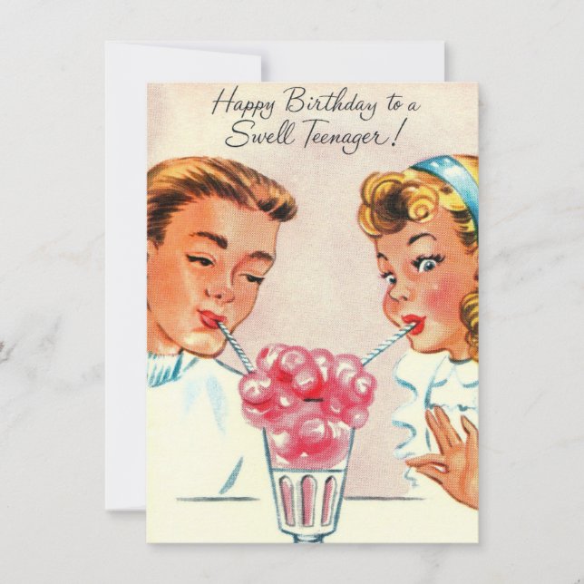 Tarjeta Festiva Vintage Happy Birday Swell Holiday Card (Anverso)