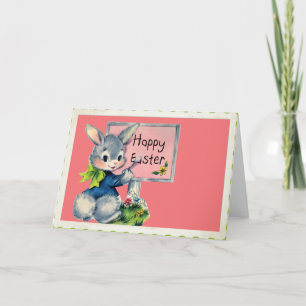 Tarjeta Festiva Vintage Happy Easter Bunny
