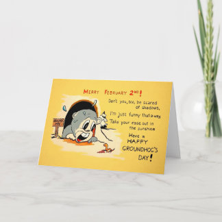 Tarjeta Festiva Vintage Happy Groundhog Day Card