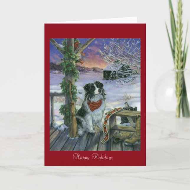 Tarjeta Festiva Vintage Happy Holidays (Anverso)