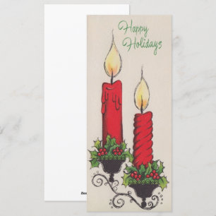 Tarjeta Festiva Vintage Happy Holidays Navidades Candles