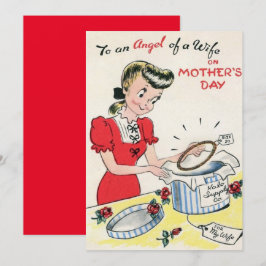 Tarjeta Festiva Vintage Happy Mothers Day Mom Angel Halo