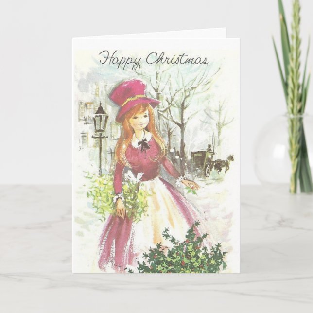 Tarjeta Festiva Vintage Happy Navidades (Anverso)