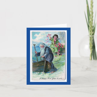 Tarjeta Festiva Vintage Happy New Year Holiday Card