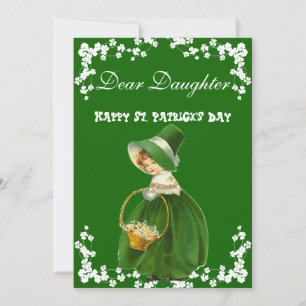Tarjeta Festiva Vintage Happy St Patricks Day Daughter, Clover