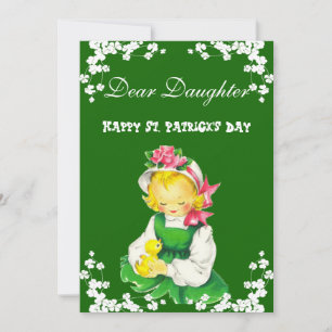 Tarjeta Festiva Vintage Happy St Patricks Day Daughter, Clover Fun