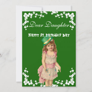 Tarjeta Festiva Vintage Happy St Patricks Day Hija Vestido Rosa