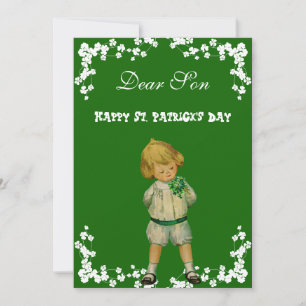 Tarjeta Festiva Vintage Happy St Patricks Day Son, Grandson Cute