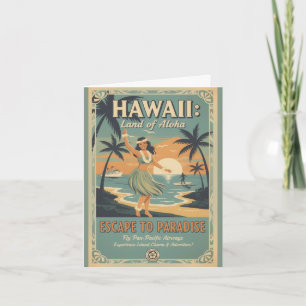 Tarjeta Festiva Vintage hawaiano tierra de alohá escape al paraíso