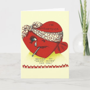 Tarjeta Festiva Vintage Heartache Heartsick Valentine
