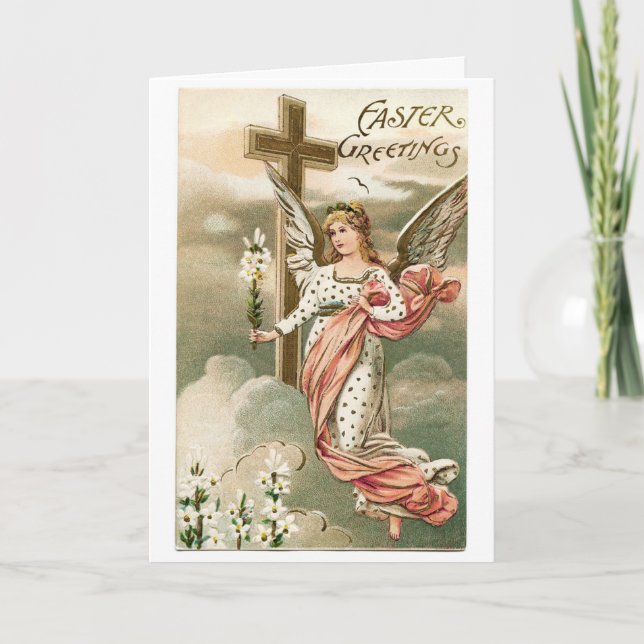 Tarjeta Festiva Vintage Heavenly Easter Angel, (Anverso)