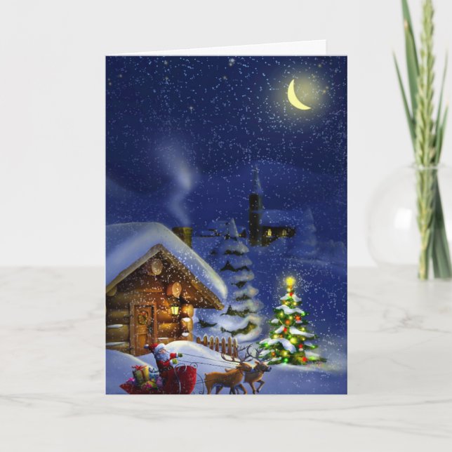 Tarjeta Festiva Vintage Holiday Merry Christmas (Anverso)