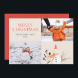Tarjeta Festiva Vintage Holiday Snowman Christmas Photo Card<br><div class="desc">Personalice el texto personalizado anterior. También puede cambiar el color de fondo. Puede encontrar elementos de coordinación adicionales en nuestra colección "Vintage Holiday Snowman".</div>