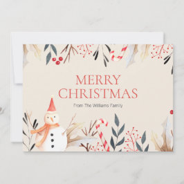 Tarjeta Festiva Vintage Holiday Snowman Navidades Holiday Card