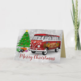 Tarjeta Festiva Vintage Holiday Van Card