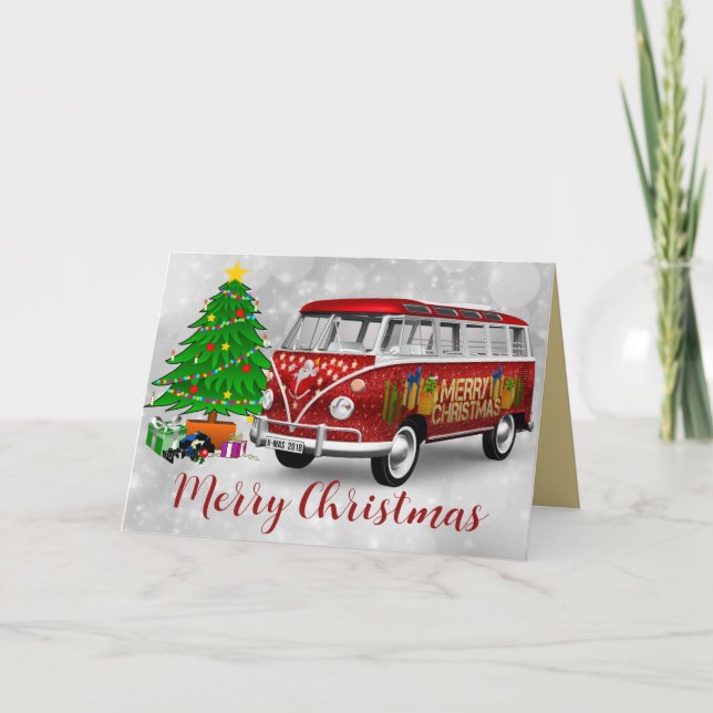 Tarjeta Festiva Vintage Holiday Van Card (Anverso)
