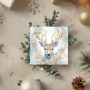 Tarjeta Festiva Vintage Holly Country Deer