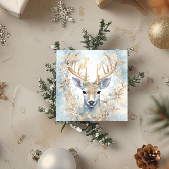 Tarjeta Festiva Vintage Holly Country Deer (Vintage Holly Country Deer Holiday Card)