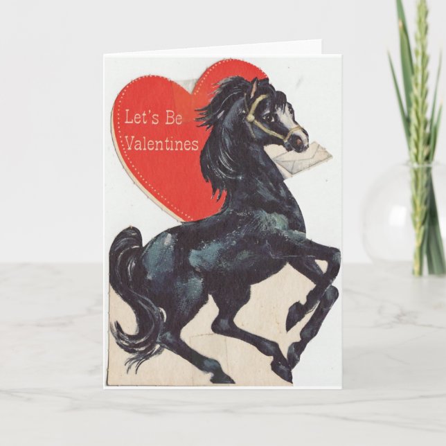 Tarjeta Festiva Vintage Horse Valentine (Anverso)