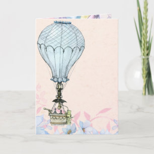 Tarjeta Festiva Vintage Hot Air Balloon Rige