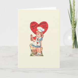 Tarjeta Festiva Vintage Hot Dog Valentine