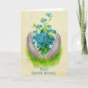 Tarjeta Festiva Vintage Huevo de Pascua Los Mejores Deseos De Pasc
