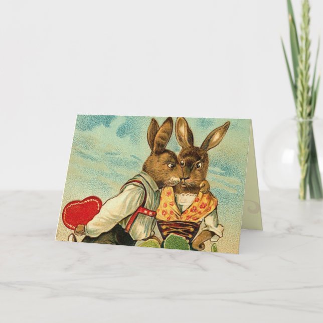 Tarjeta Festiva Vintage Hunny Bunny Card (Anverso)