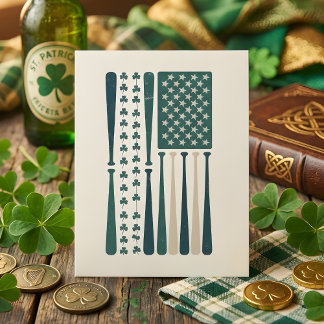Tarjeta Festiva Vintage Irish American Shamrock Flag Art
