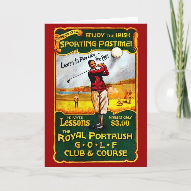 Tarjeta Festiva Vintage Irish Golf Card (Anverso)