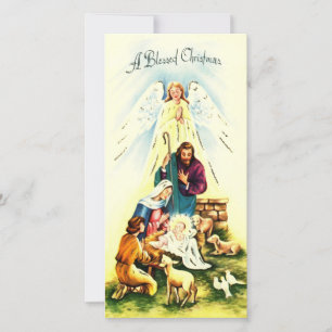 Tarjeta Festiva Vintage Jesus A Blessed Navidades