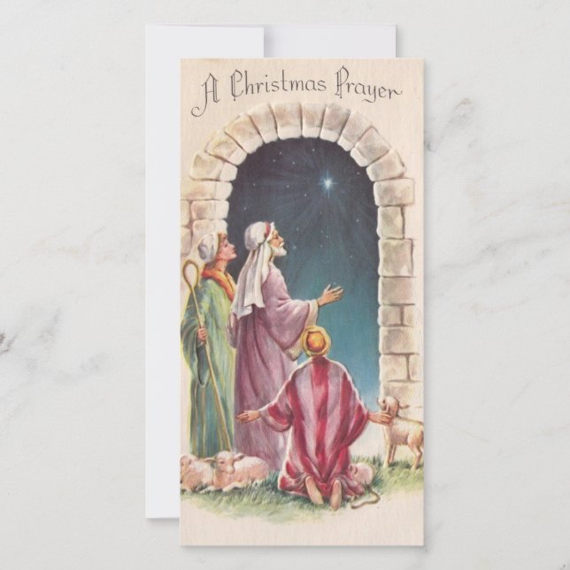 Tarjeta Festiva Vintage Jesus A Navidades Prayer (Anverso)
