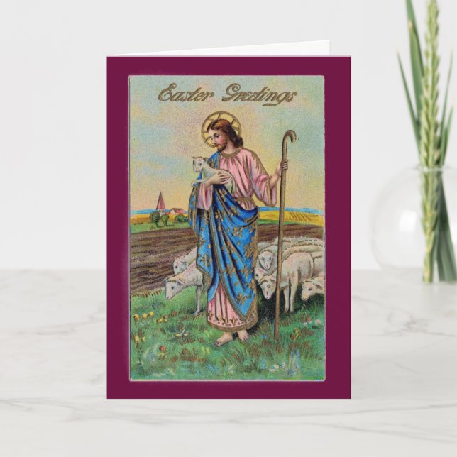 Tarjeta Festiva Vintage Jesus Easter Greet Card (Anverso)