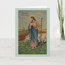Tarjeta Festiva Vintage Jesus Good Shepherd Easter Card