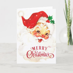 Tarjeta Festiva Vintage Jolly Santa Claus Navidades Personalizado