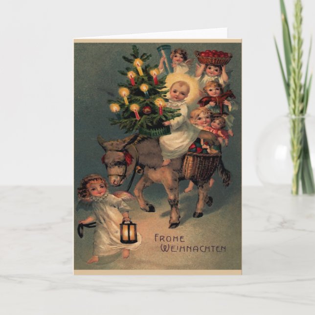 Tarjeta Festiva Vintage Klappkarte "Frohe Weihnachten" (Anverso)