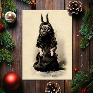Tarjeta Festiva Vintage Krampus Dog Navidades