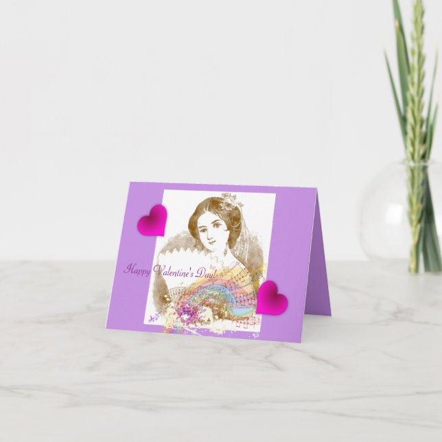 Tarjeta Festiva Vintage Lady Valentine Notecard (Anverso)