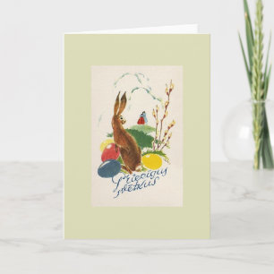 Tarjeta Festiva Vintage Latvian Priecīgus Svētkus Easter Card